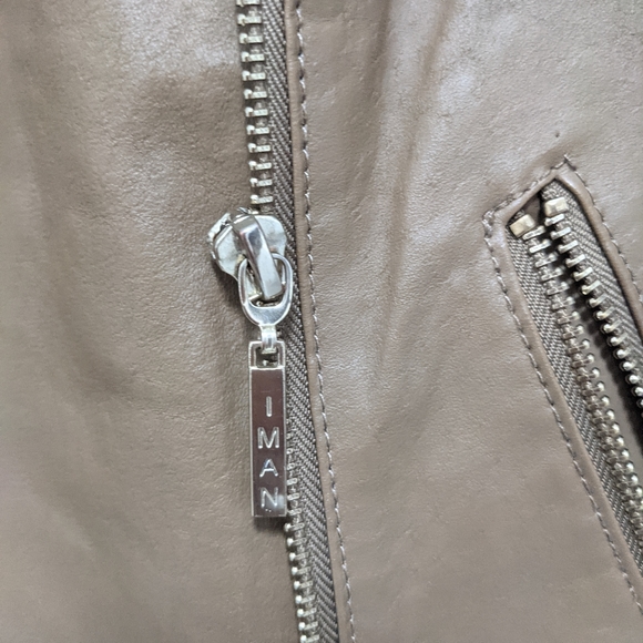 Iman Original leather jacket in coffee, size small - Picture 4 of 6
